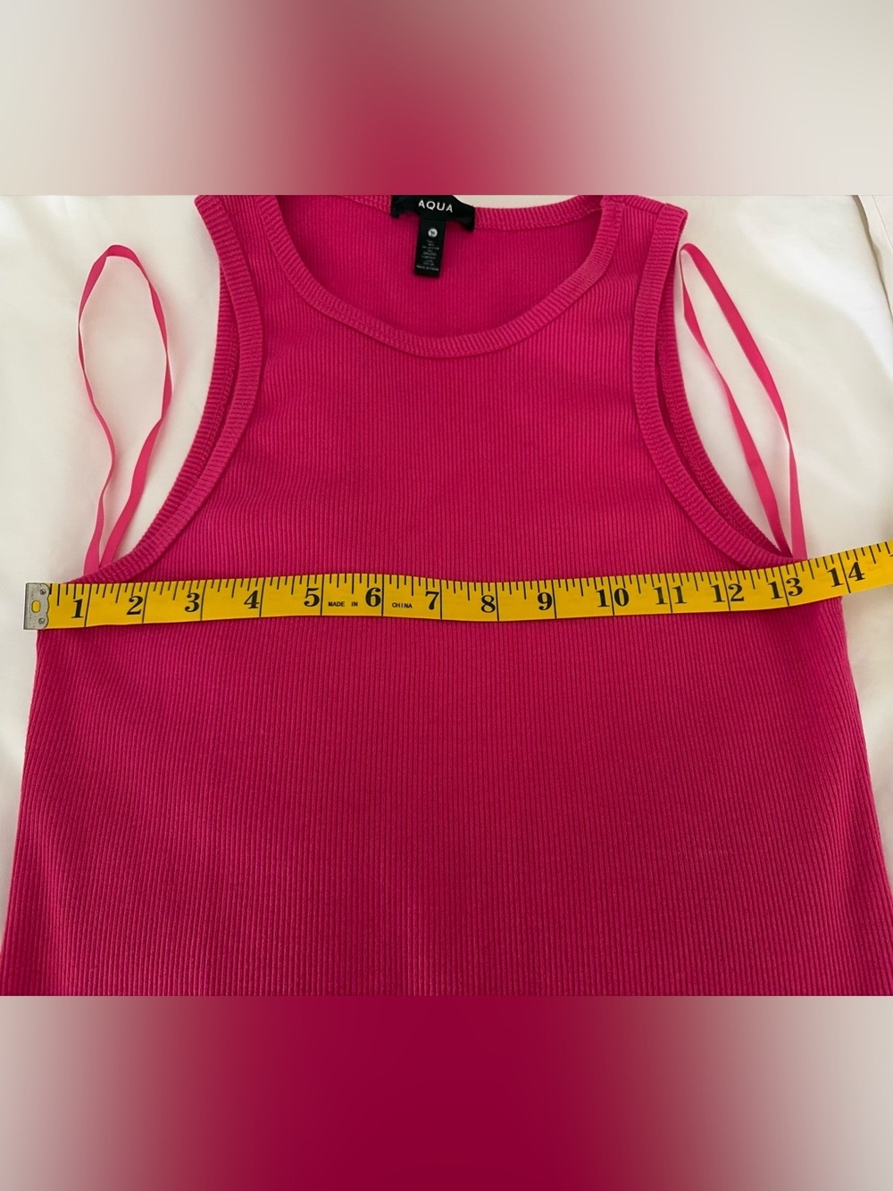 Aqua Mixed Media Drop Waist Midi Dress in Fuchsia Pink - Size M - Picture 5 of 6